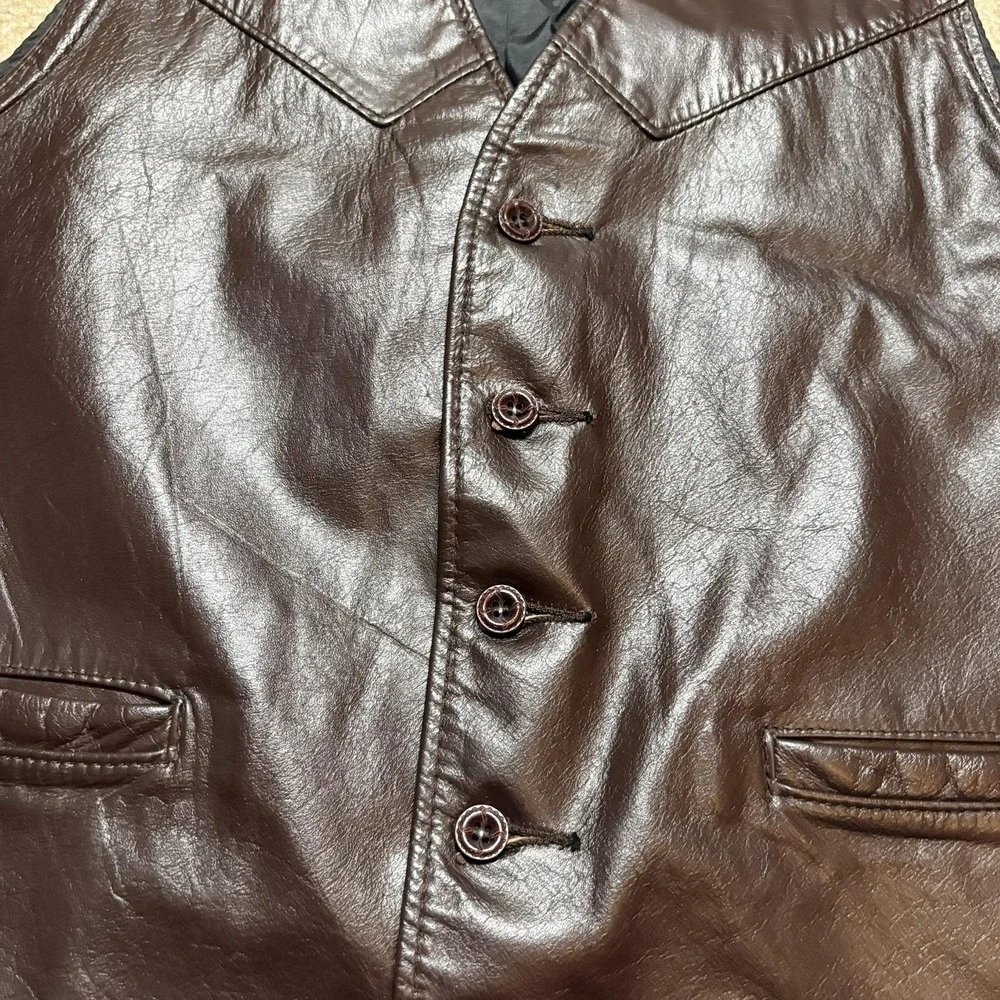 Vtg 70s‎ Sears Leather Vest Mens 42 Brown The Leather Shop Western Cowboy Biker